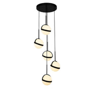 Globo 17" 5-Head Multi-Drop Pendant in Matte Black