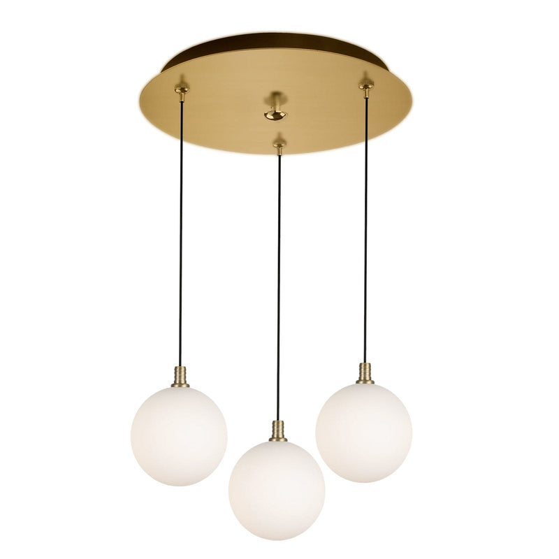Bolla 6" 3-Light Multi-Drop Pendant in Brushed Gold/Opal Glass