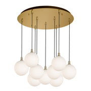 Bolla 6" 9-Light Multi-Drop Pendant in Brushed Gold/Opal Glass