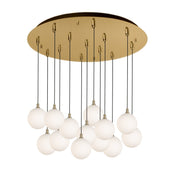 Bolla 6" 13-Light Multi-Drop Pendant in Brushed Gold/Opal Glass