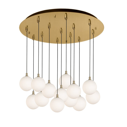 Bolla 6" 13-Light Multi-Drop Pendant in Brushed Gold/Opal Glass