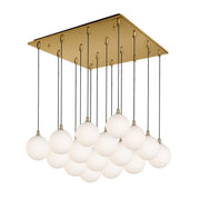 Bolla 6" 16-Light Multi-Drop Pendant in Brushed Gold/Opal Glass