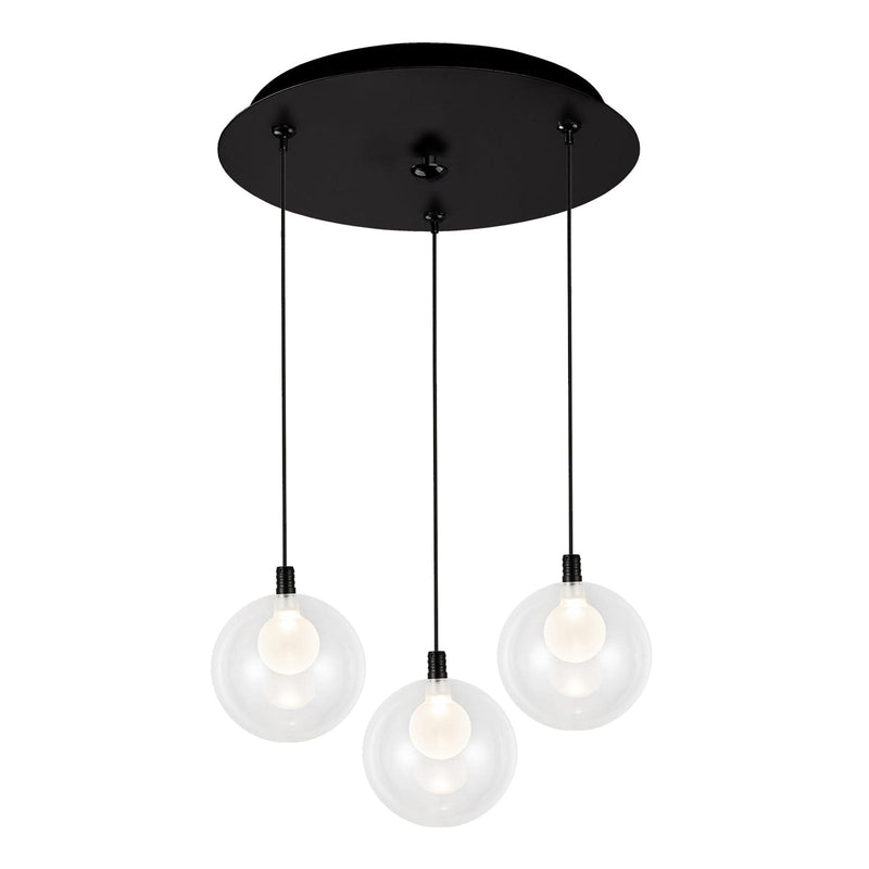 Bolla 6" 3-Light Multi-Drop Pendant in Black