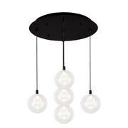Bolla 6" 5-Light Multi-Drop Pendant in Black