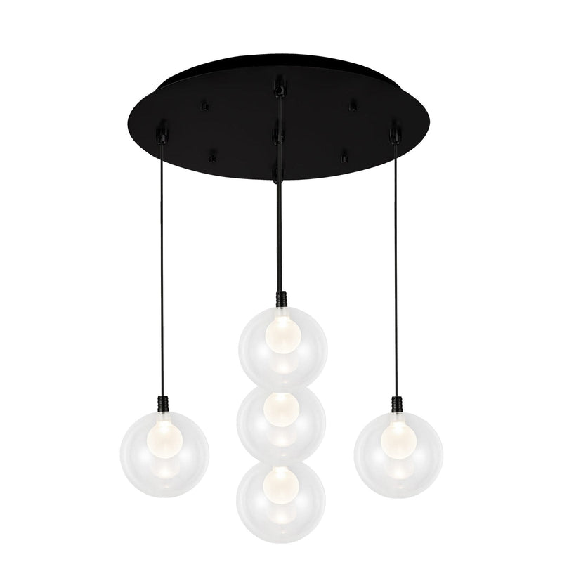 Bolla 6" 5-Light Multi-Drop Pendant in Black