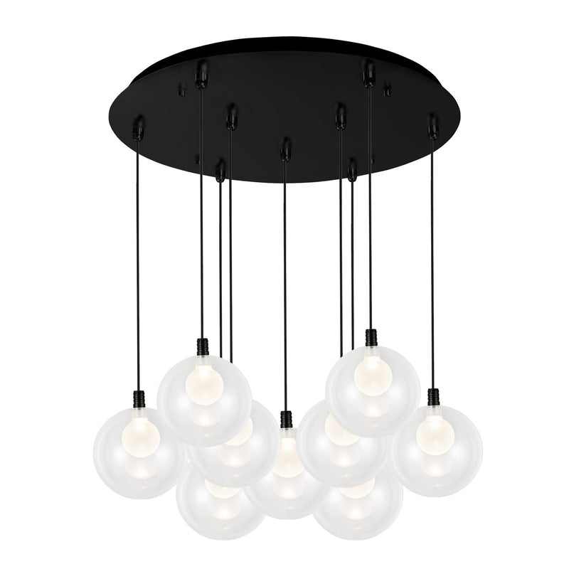 Bolla 6" 9-Light Multi-Drop Pendant in Black