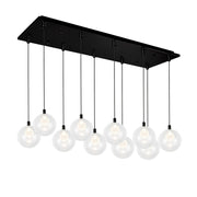 Bolla 6" 10-Light Linear Multi-Drop Pendant in Black