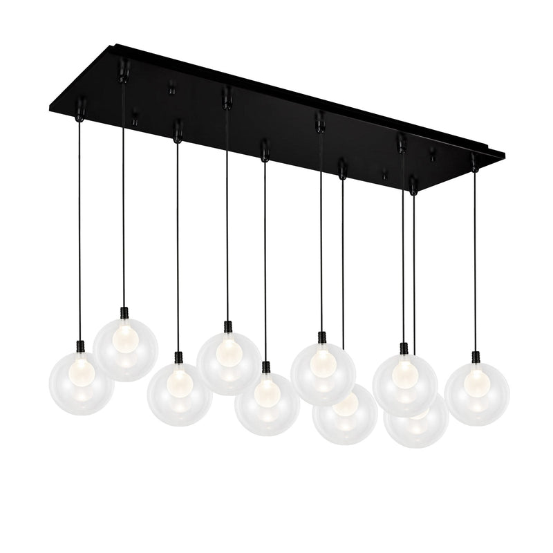 Bolla 6" 10-Light Linear Multi-Drop Pendant in Black