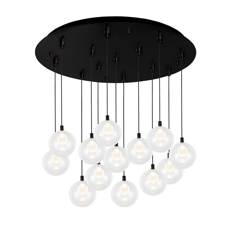 Bolla 6" 13-Light Multi-Drop Pendant in Black