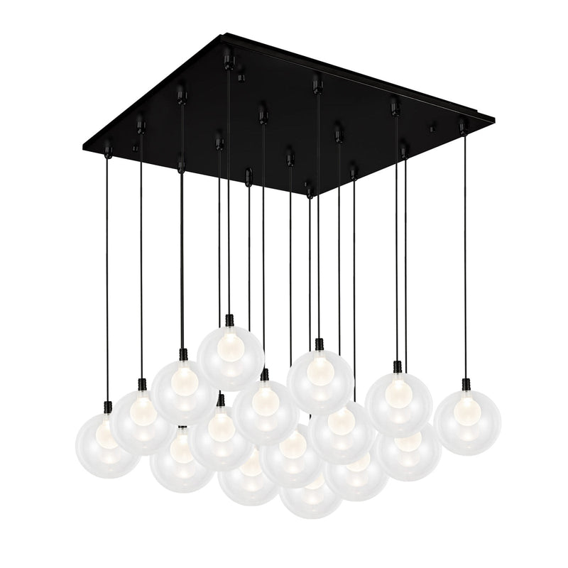 Bolla 6" 16-Light Multi-Drop Pendant in Black