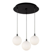 Bolla 6" 3-Light Multi-Drop Pendant in Black/Opal Glass