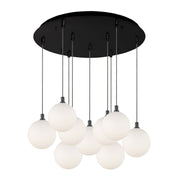 Bolla 6" 9-Light Multi-Drop Pendant in Black/Opal Glass
