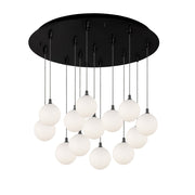 Bolla 6" 13-Light Multi-Drop Pendant in Black/Opal Glass