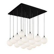 Bolla 6" 16-Light Multi-Drop Pendant in Black/Opal Glass