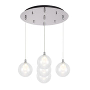 Bolla 6" 5-Light Multi-Drop Pendant in Chrome
