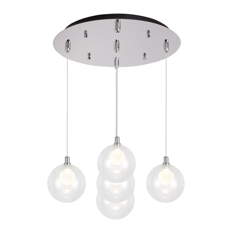 Bolla 6" 5-Light Multi-Drop Pendant in Chrome