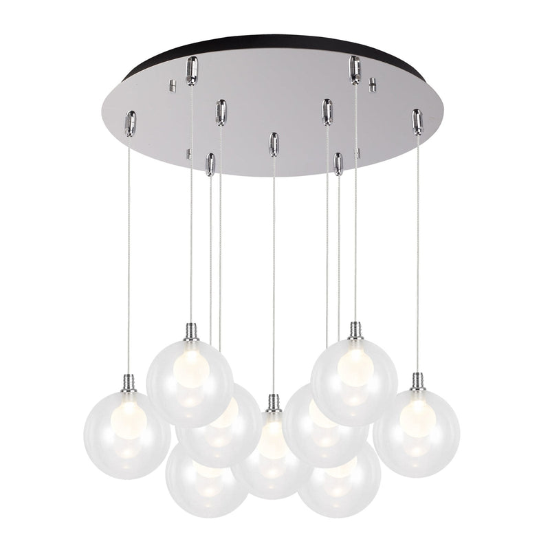 Bolla 6" 9-Light Multi-Drop Pendant in Chrome