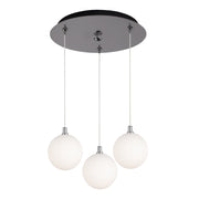 Bolla 6" 3-Light Multi-Drop Pendant in Chrome/Opal Glass