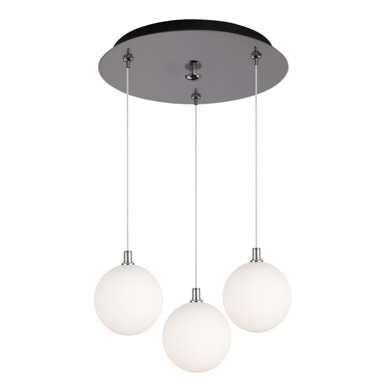 Bolla 6" 3-Light Multi-Drop Pendant in Chrome/Opal Glass