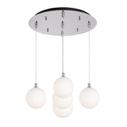 Bolla 6" 5-Light Multi-Drop Pendant in Chrome/Opal Glass