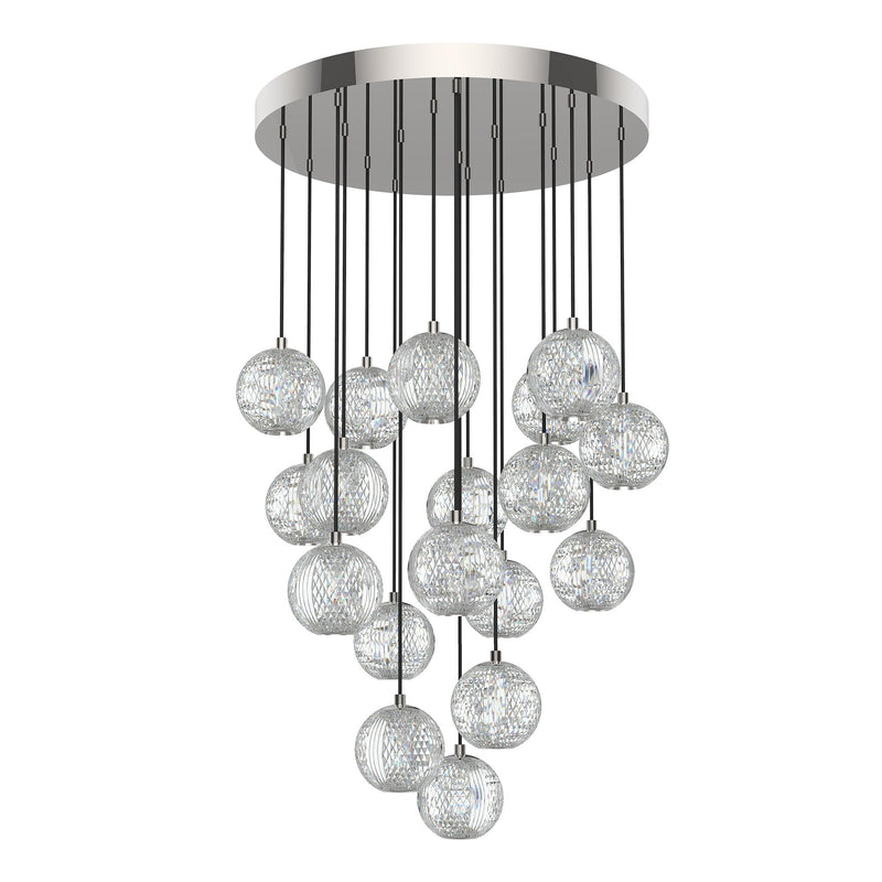 Marni 21" 18-Light Multi-Drop Pendant in Polished Nickel