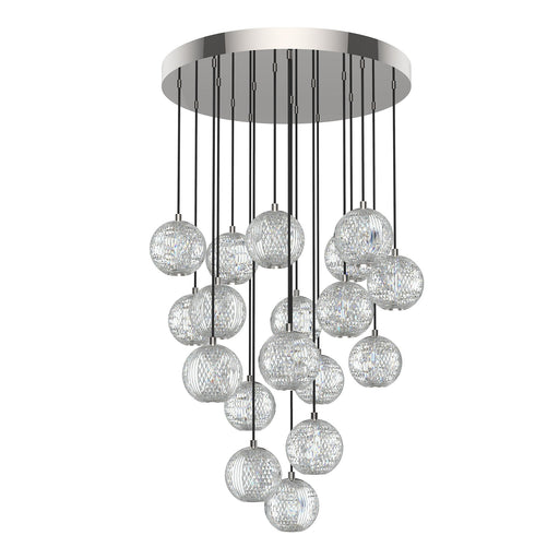 Marni 21" 18-Light Multi-Drop Pendant in Polished Nickel