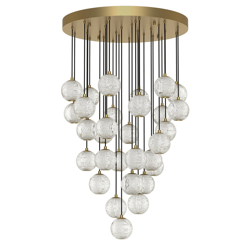 Marni 27" 30-Light Multi-Drop Pendant in Natural Brass