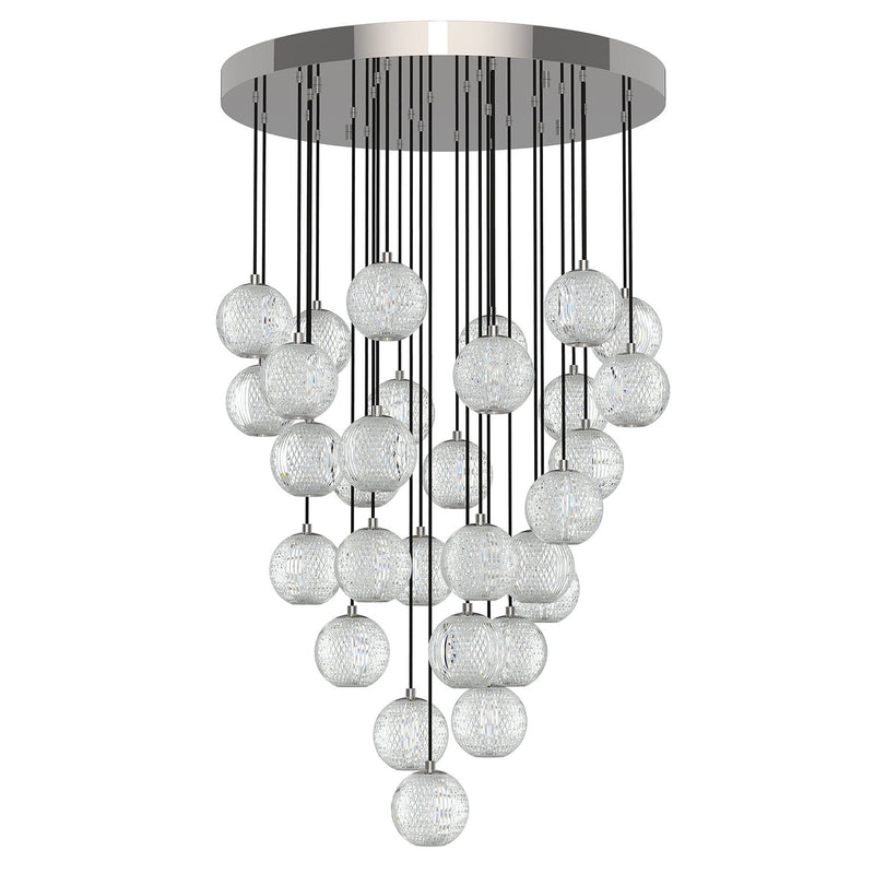 Marni 27" 30-Light Multi-Drop Pendant in Polished Nickel