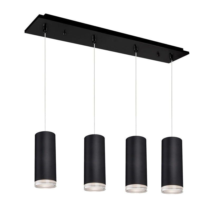 Cameo 4" 4-Head Linear Multi-Drop Pendant in Black