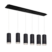 Cameo 4" 6-Head Linear Multi-Drop Pendant in Black