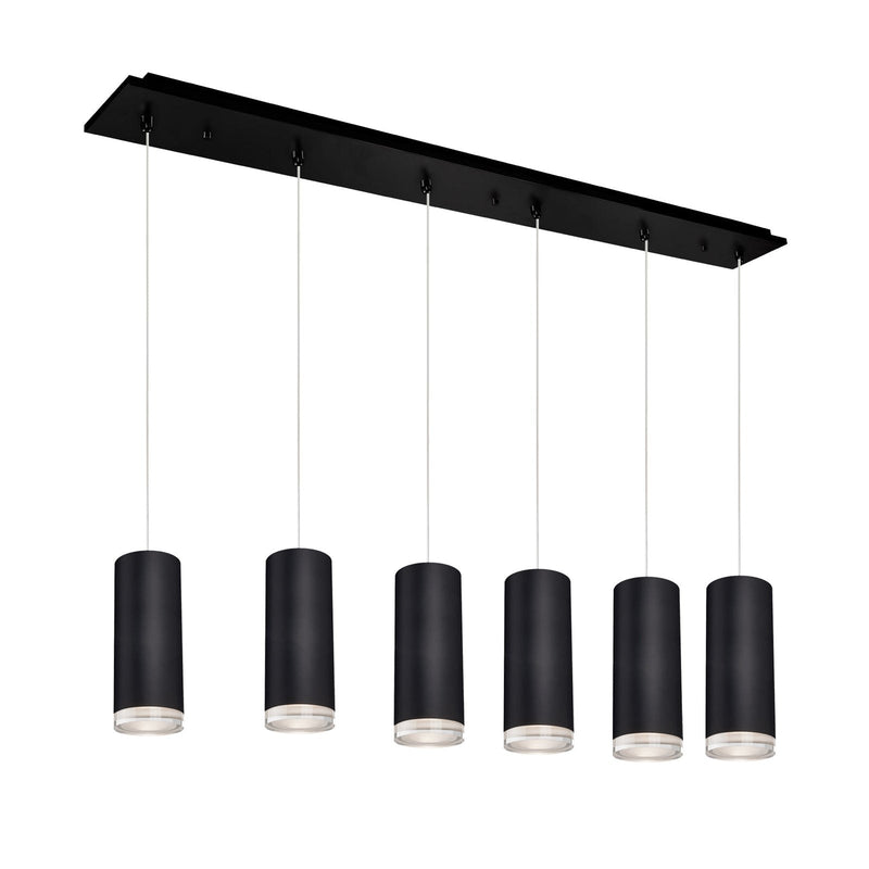 Cameo 4" 6-Head Linear Multi-Drop Pendant in Black