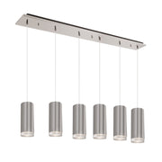 Cameo 4" 6-Head Linear Multi-Drop Pendant in Brushed Nickel