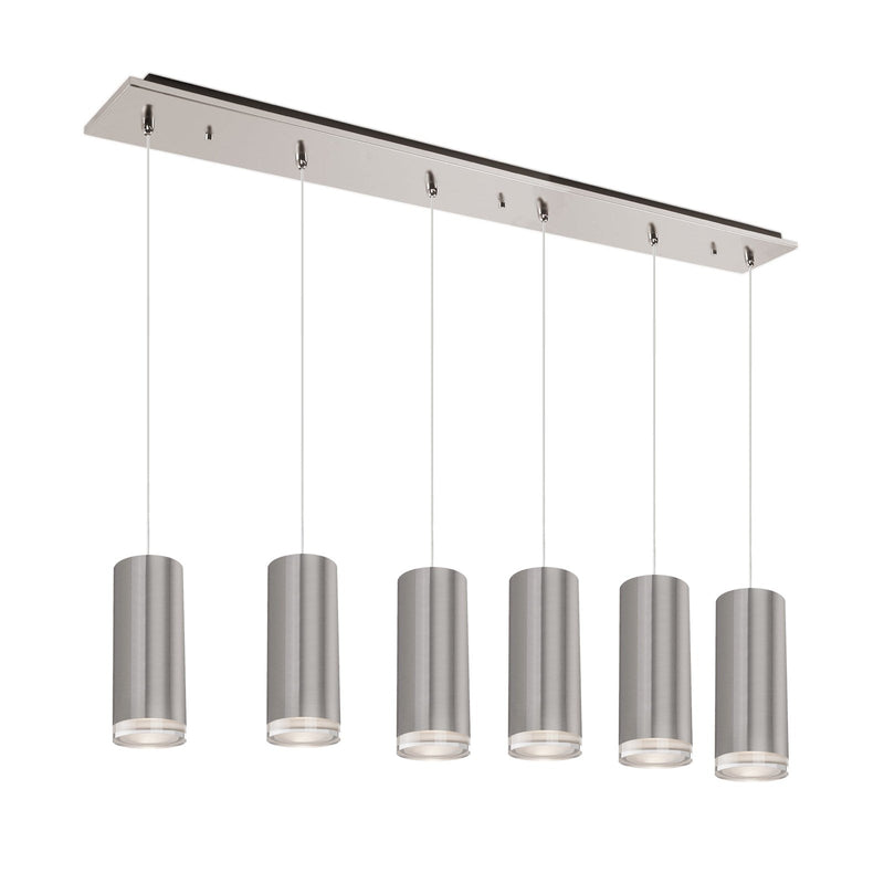 Cameo 4" 6-Head Linear Multi-Drop Pendant in Brushed Nickel
