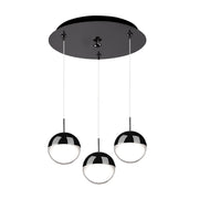 Pluto 4" 3-Light Multi-Drop Pendant in Black Chrome