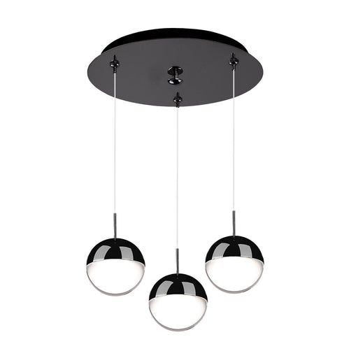 Pluto 4" 3-Light Multi-Drop Pendant in Black Chrome