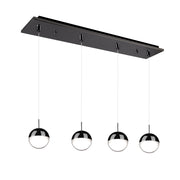 Pluto 4" 3-Light Linear Multi-Drop Pendant in Black Chrome