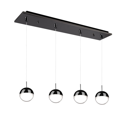 Pluto 4" 3-Light Linear Multi-Drop Pendant in Black Chrome