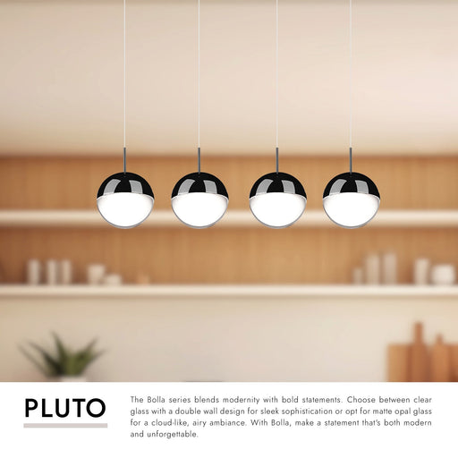 Pluto 4" 3-Light Linear Multi-Drop Pendant in Black Chrome