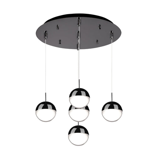 Pluto 4" 5-Light Multi-Drop Pendant in Black Chrome