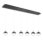 Pluto 4" 6-Light Linear Multi-Drop Pendant in Black Chrome