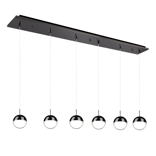 Pluto 4" 6-Light Linear Multi-Drop Pendant in Black Chrome