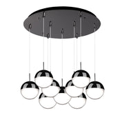 Pluto 4" 9-Light Multi-Drop Pendant in Black Chrome