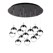 Pluto 4" 13-Light Multi-Drop Pendant in Black Chrome