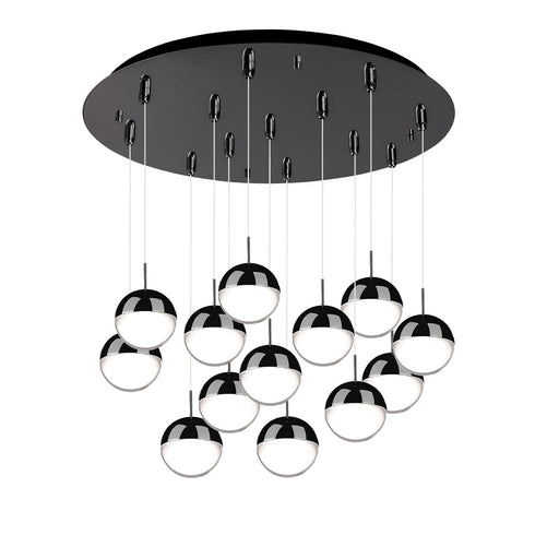 Pluto 4" 13-Light Multi-Drop Pendant in Black Chrome