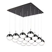 Pluto 4" 16-Light Multi-Drop Pendant in Black Chrome