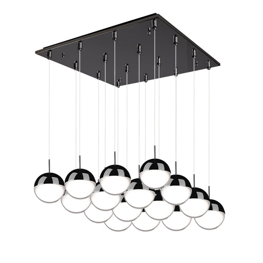 Pluto 4" 16-Light Multi-Drop Pendant in Black Chrome