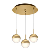 Pluto 4" 3-Light Multi-Drop Pendant in Brushed Gold