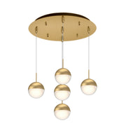 Pluto 4" 5-Light Multi-Drop Pendant in Brushed Gold