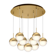 Pluto 4" 9-Light Multi-Drop Pendant in Brushed Gold