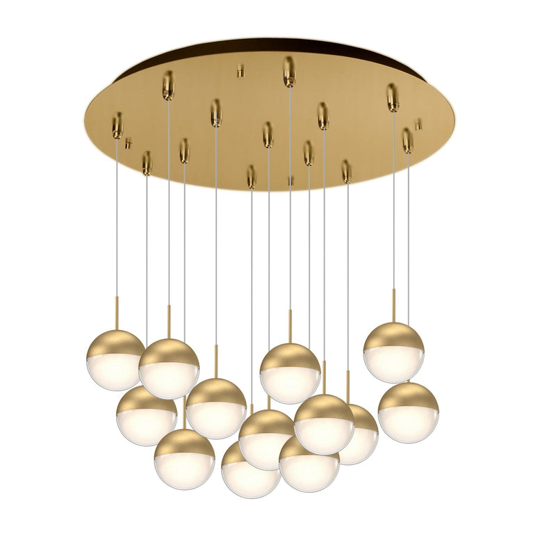 Pluto 4" 13-Light Multi-Drop Pendant in Brushed Gold